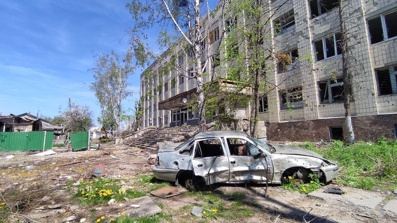 Buildings damaged by attacks in Kyiv